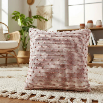 Kussenhoes 45x45 cm katoen wit roze