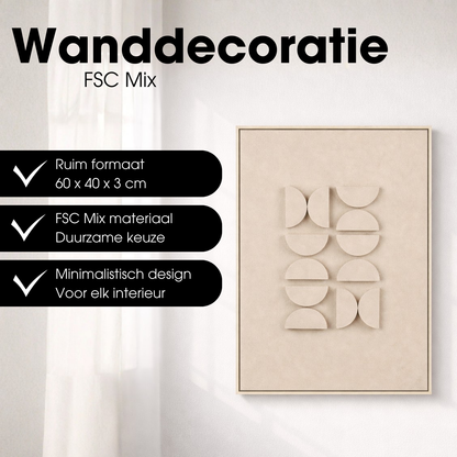 Wanddecoratie 60x40x3 cm lichtgrijs