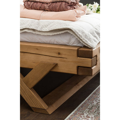 Balkenbed massief hout 140 x 200 cm geolied