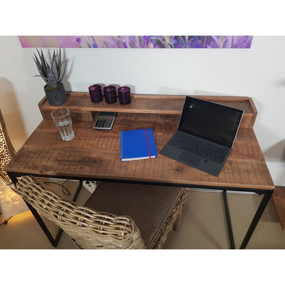 Bureau 120x77/88x55 cm mangohout zwart