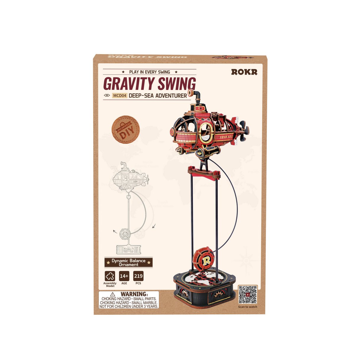 Robotime 3D houten puzzel pendulum 14x9,5x36,5cm