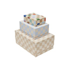 Opbergdoos karton set van 3 schaakpatroon
