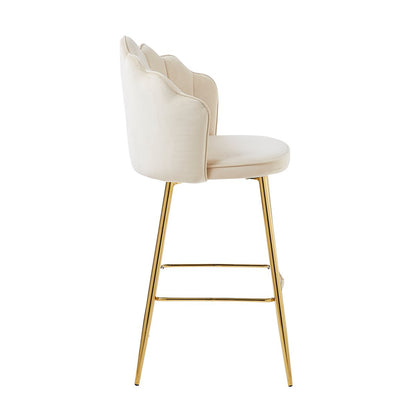 Barkrukken set van 2 beige fluweel goud 68 cm zithoogte