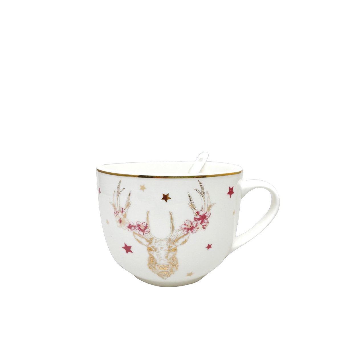 Mok goud glas 550 ml met lepel