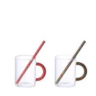 Theekopjes set van 2 groen rood 400 ml glas