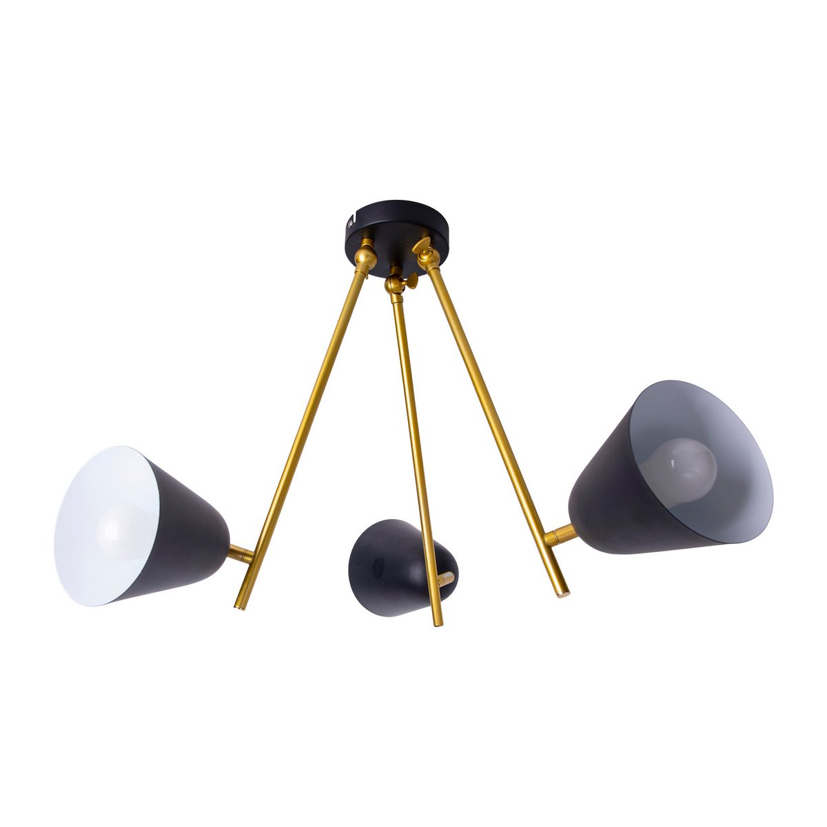 3 Zits Plafondlicht Triton Zwart Metaal Met E27 Verlichting