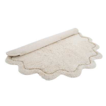 Vloerkleed kinderkamer rond 110 cm katoen ecru wasbaar