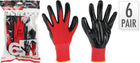 Werkhandschoenen 6 paar M L XL polyester zwart rood