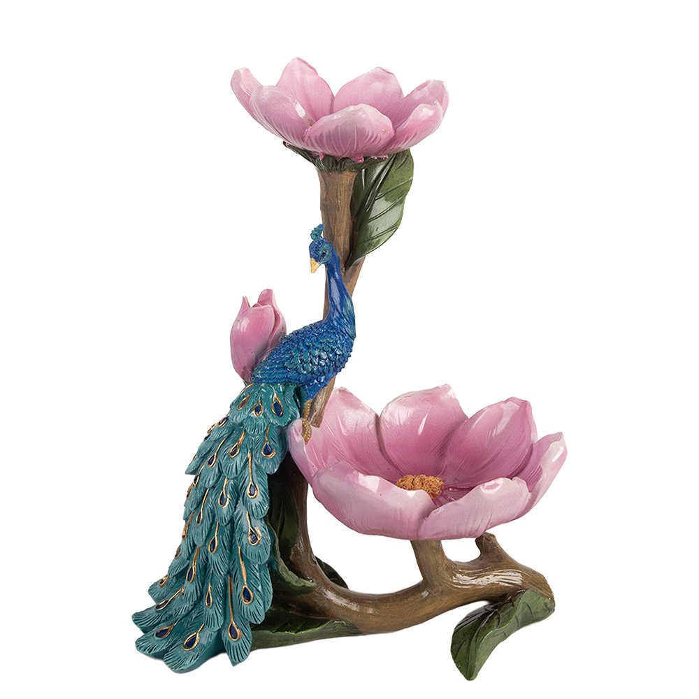 Decoratie schaal Pauw 18x12x24 cm Blauw Kunststof
