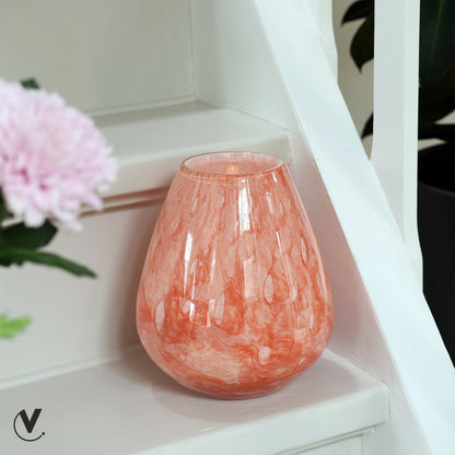 Vaas 20x18 cm roze glas