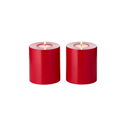 Theelichthouder 2 stuks rood Ø 8 cm