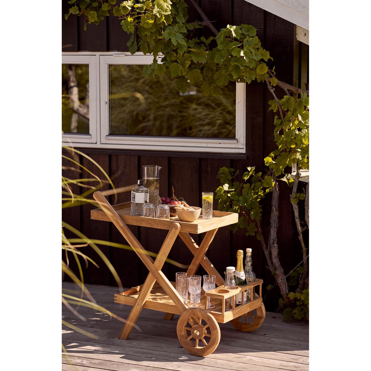 Theewagen teak naturel 86x50x81 cm