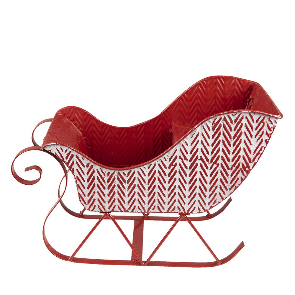 Kerstdecoratie Slee 32x15x24 cm Rood Wit Metaal