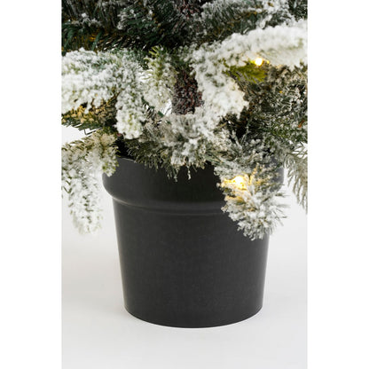 Grimshaw Kunstkerstboom in Pot met LED Verlichting en Timerfunctie - H90 x Ø61 cm - Groen, Wit