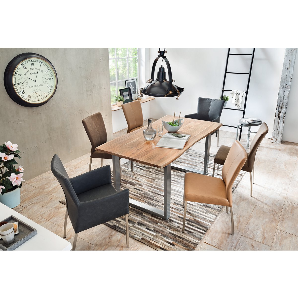 Table 200x100 cm, natural acacia, 36 mm