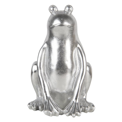 Kikker beeld 20x20x30 cm zilver kunststof