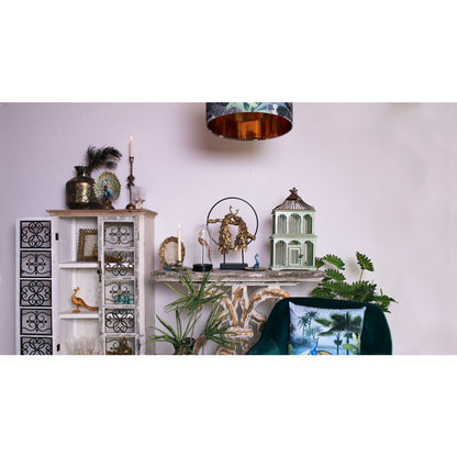 Beeld Pauw 22x12x30 cm Blauw Goudkleurig Kunststof Woonaccessoires