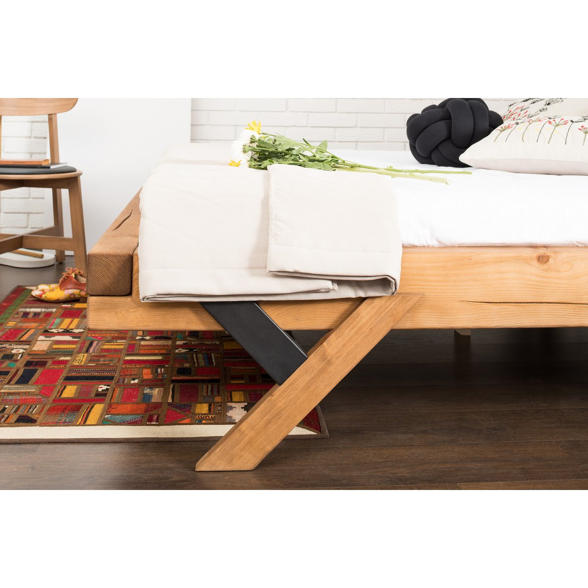 Balkenbed massief vurenhout 140x200 cm