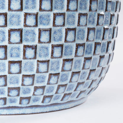 Bloempot Daan 19 cm blauw keramiek