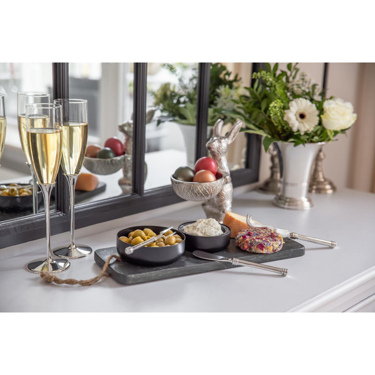 Champagnefluiten 2 stuks zink 27 cm