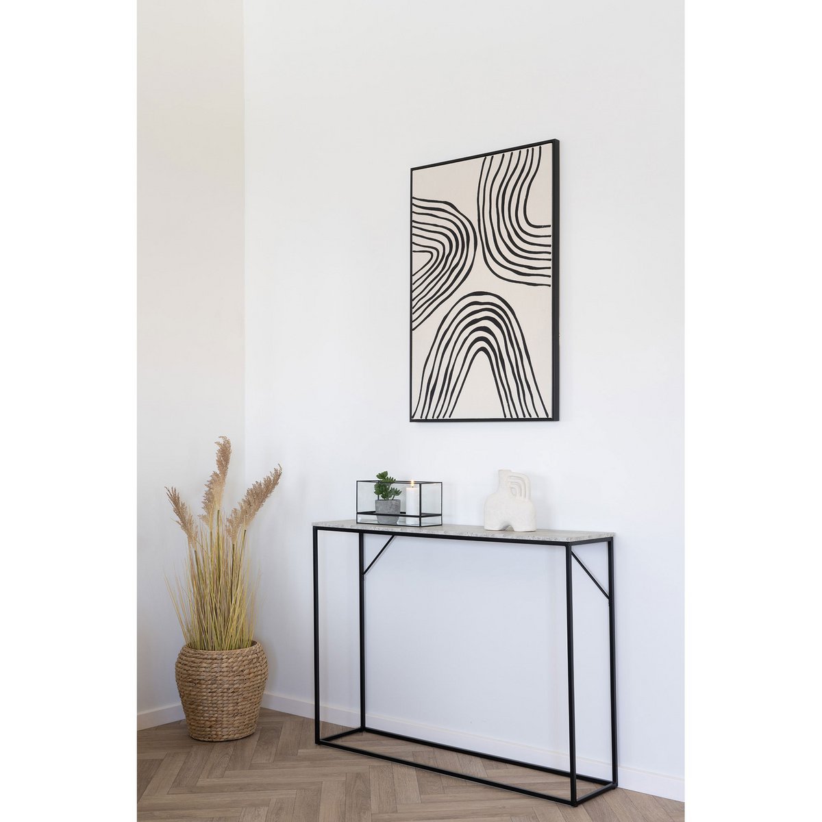 Kaarsenhouder 30x12x15 cm zwart glas metaal