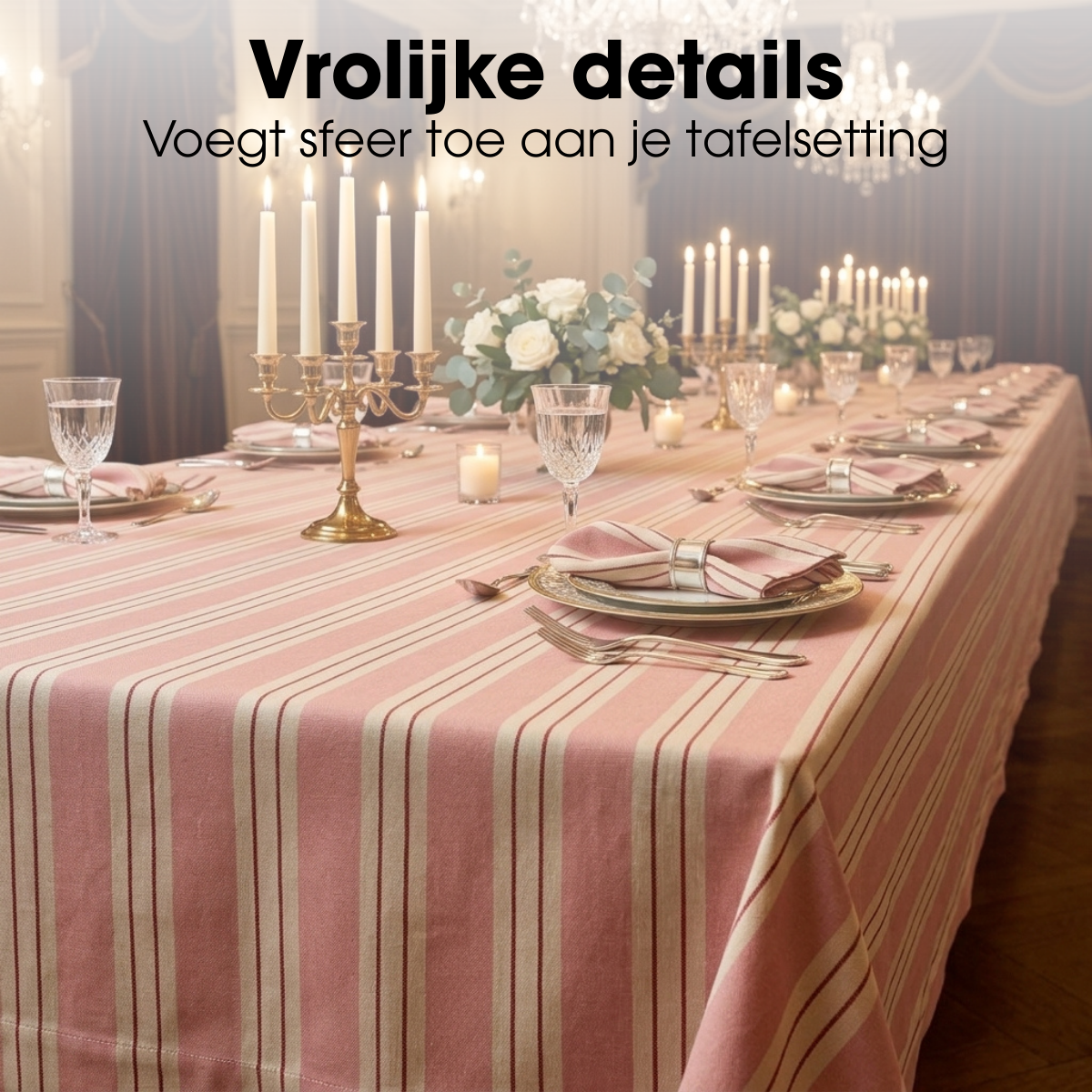 Tafellaken 250x140 cm roze organisch katoen