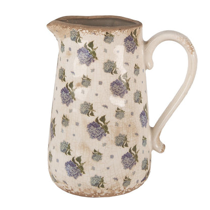 Decoratie Kan 21x15x23 cm Beige Blauw Keramiek Bloemen Schenkkan