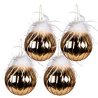 Kerstbal 4 stuks Ø 12 cm goudkleurig wit glas