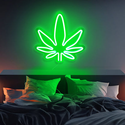 Neonlamp wietblad 31x33 cm groen