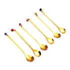 Lepels goud multi-gecoloreerde diamanten set 6