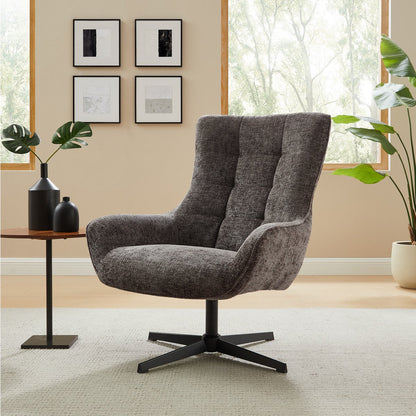 Fauteuil chenille donkergrijs 81x85x103 cm