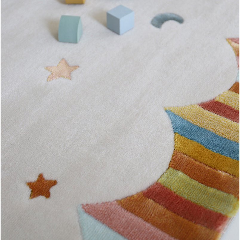 Multicoloured nursery rug dancing birds