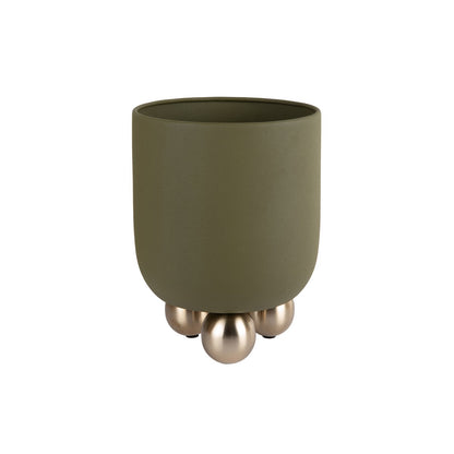 Plantpot 26x26x32 cm groen metaal