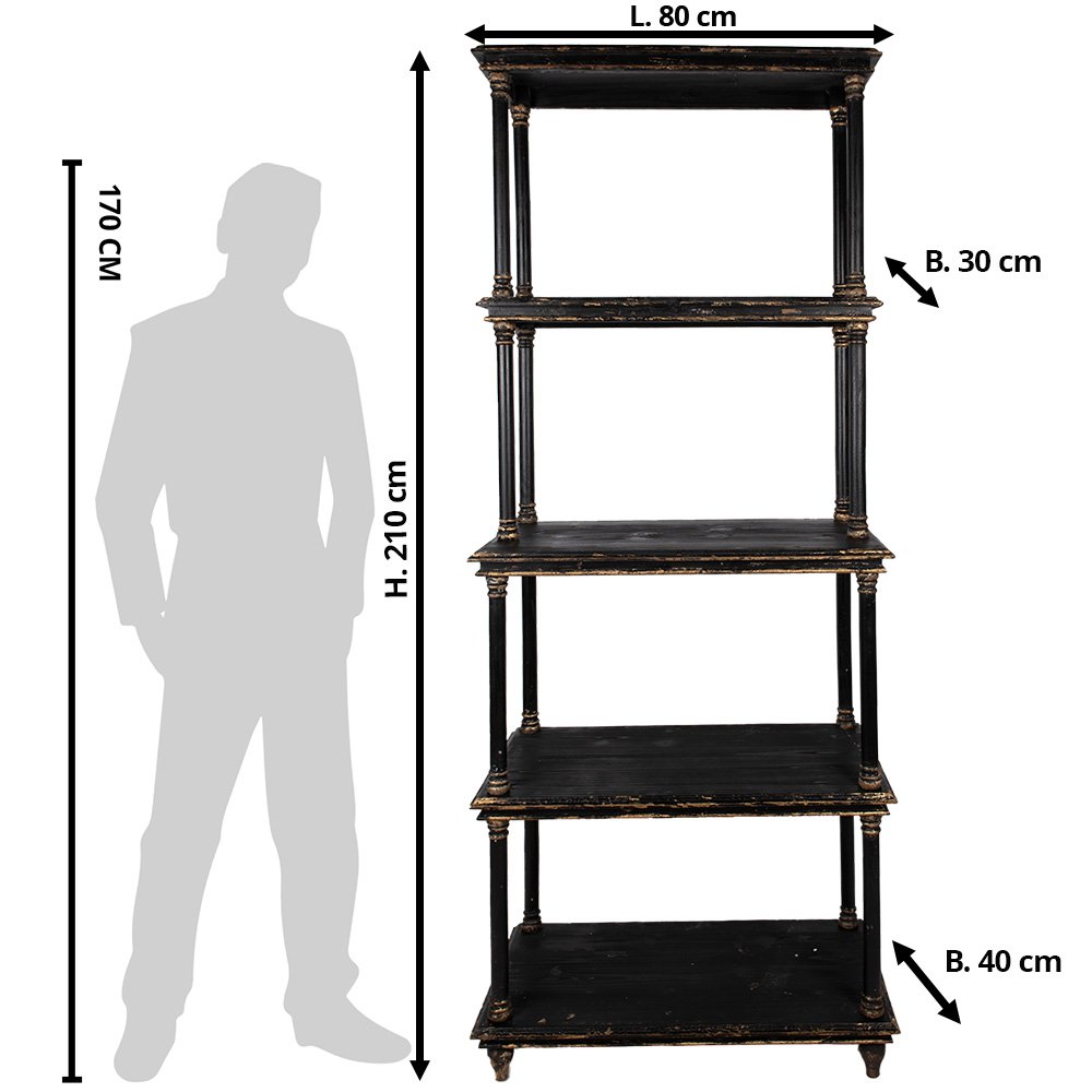 Boekenkast 80x40x210 cm hout zwart