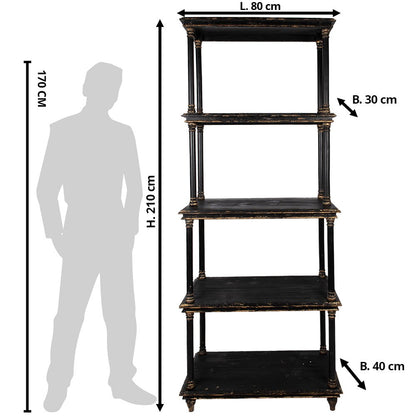 Boekenkast 80x40x210 cm hout zwart