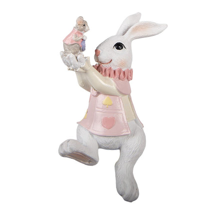 Decorative Figurine Rabbit 9x9x14 cm White Plastic