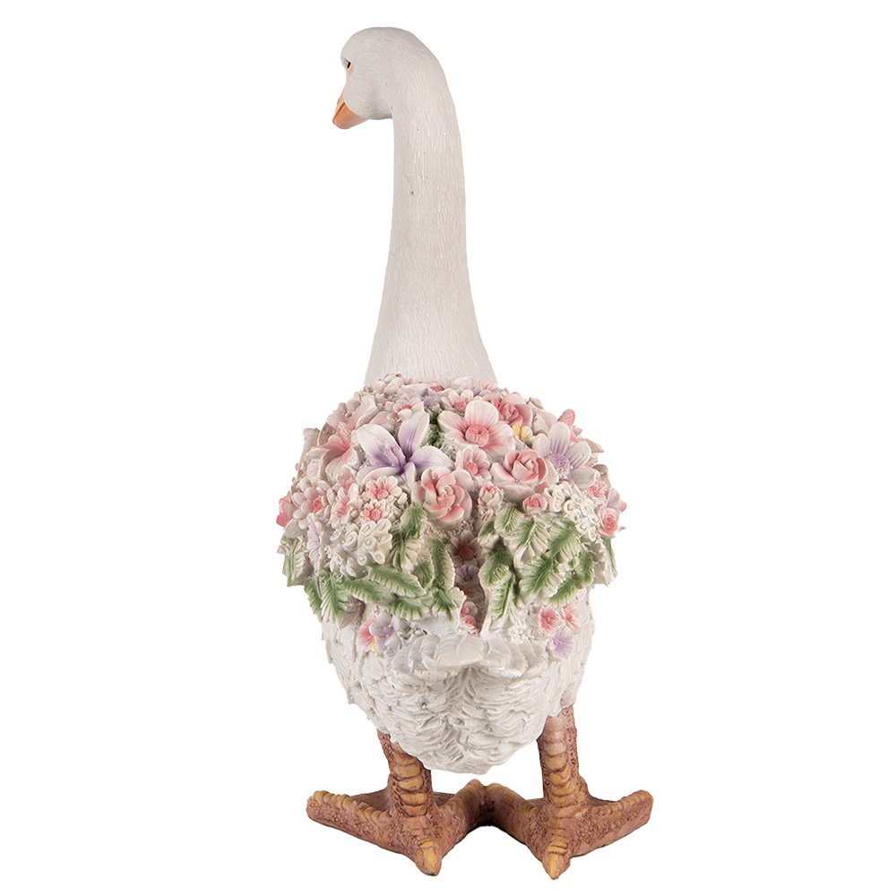Beeld Gans 45 cm Wit Roze Polyresin beeld decoratie