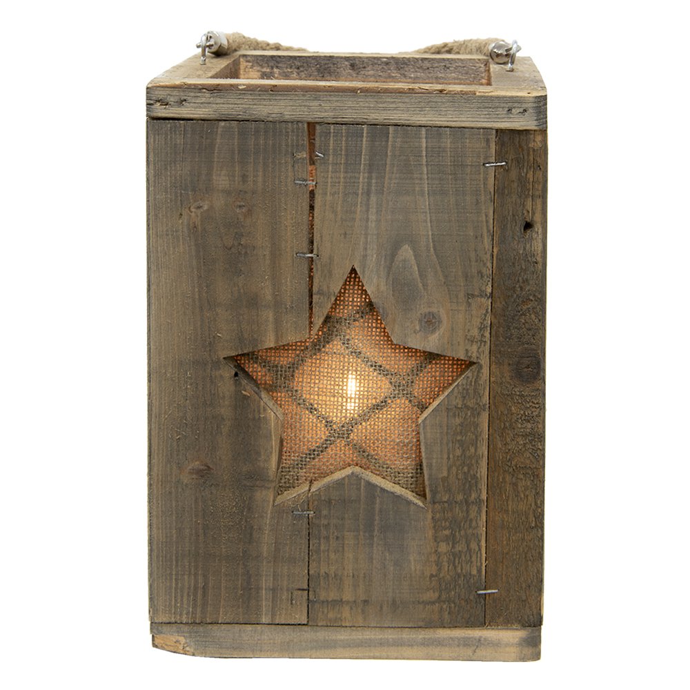 Windlicht 19x19x28 cm bruin hout