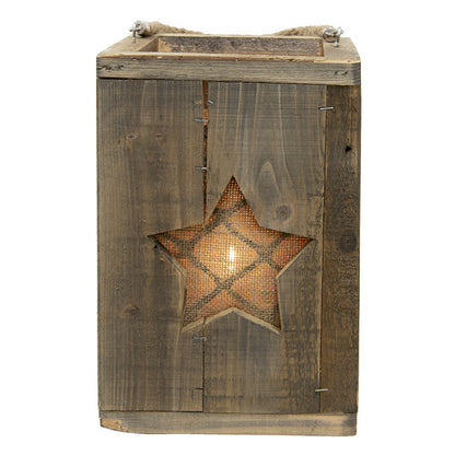 Windlicht 19x19x28 cm bruin hout