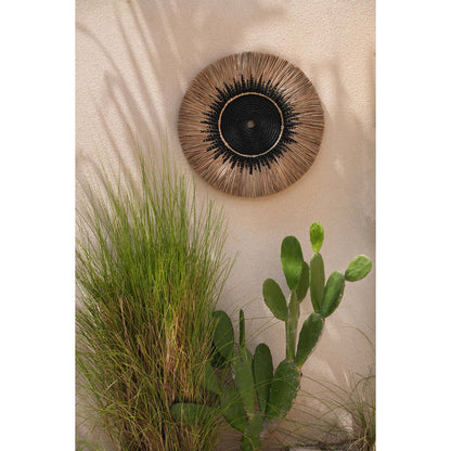 Wanddecoratie macramé raffia zwart naturel 60x3 cm