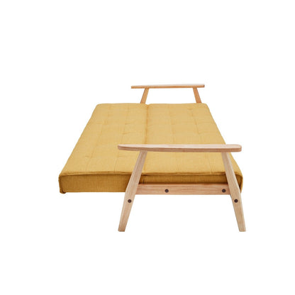 Slaapbank 190x85x81 cm structuurstof mosterdgeel