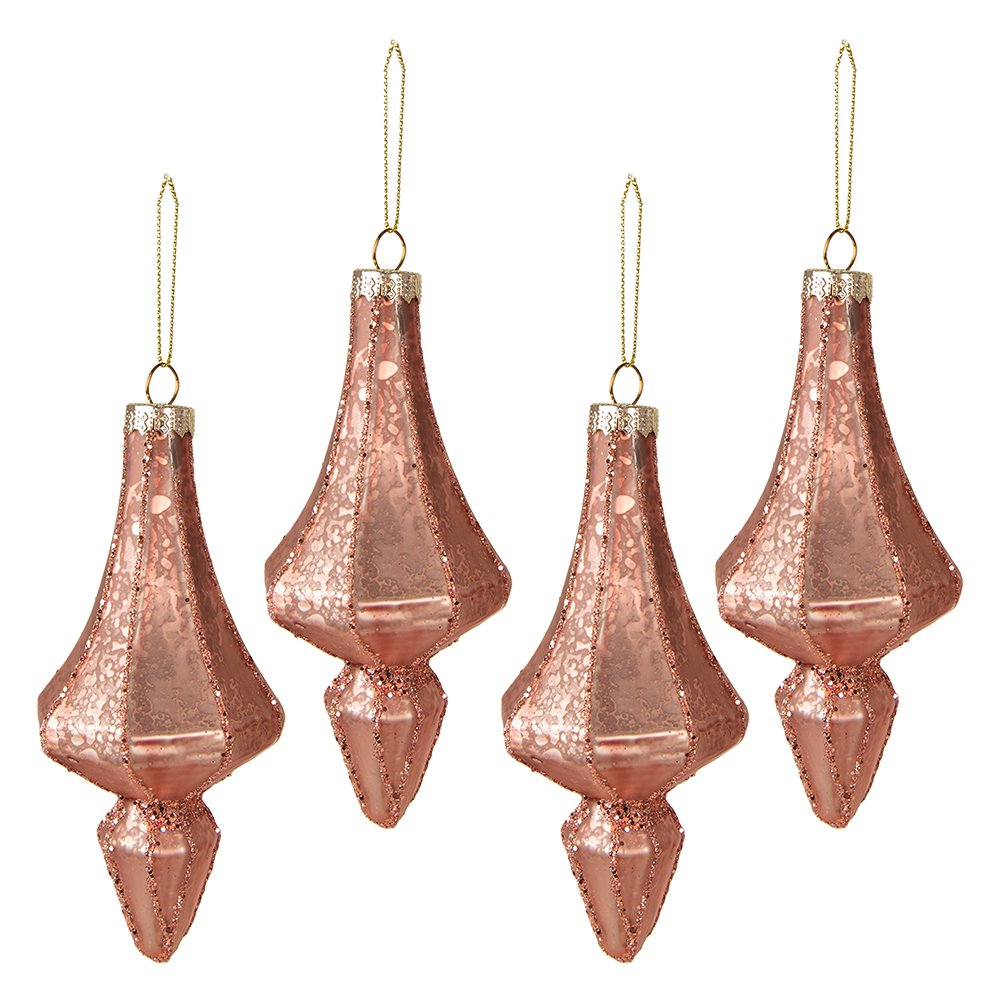Kerstbal Set van 4 Ø 6 cm Roze Glas Kerstboomversiering