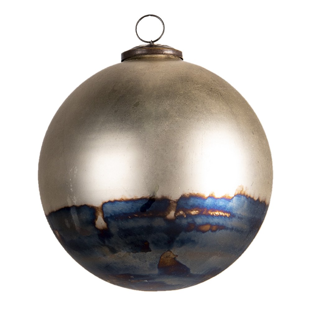 Kerstbal XL 17 cm goudkleurig zwart glas