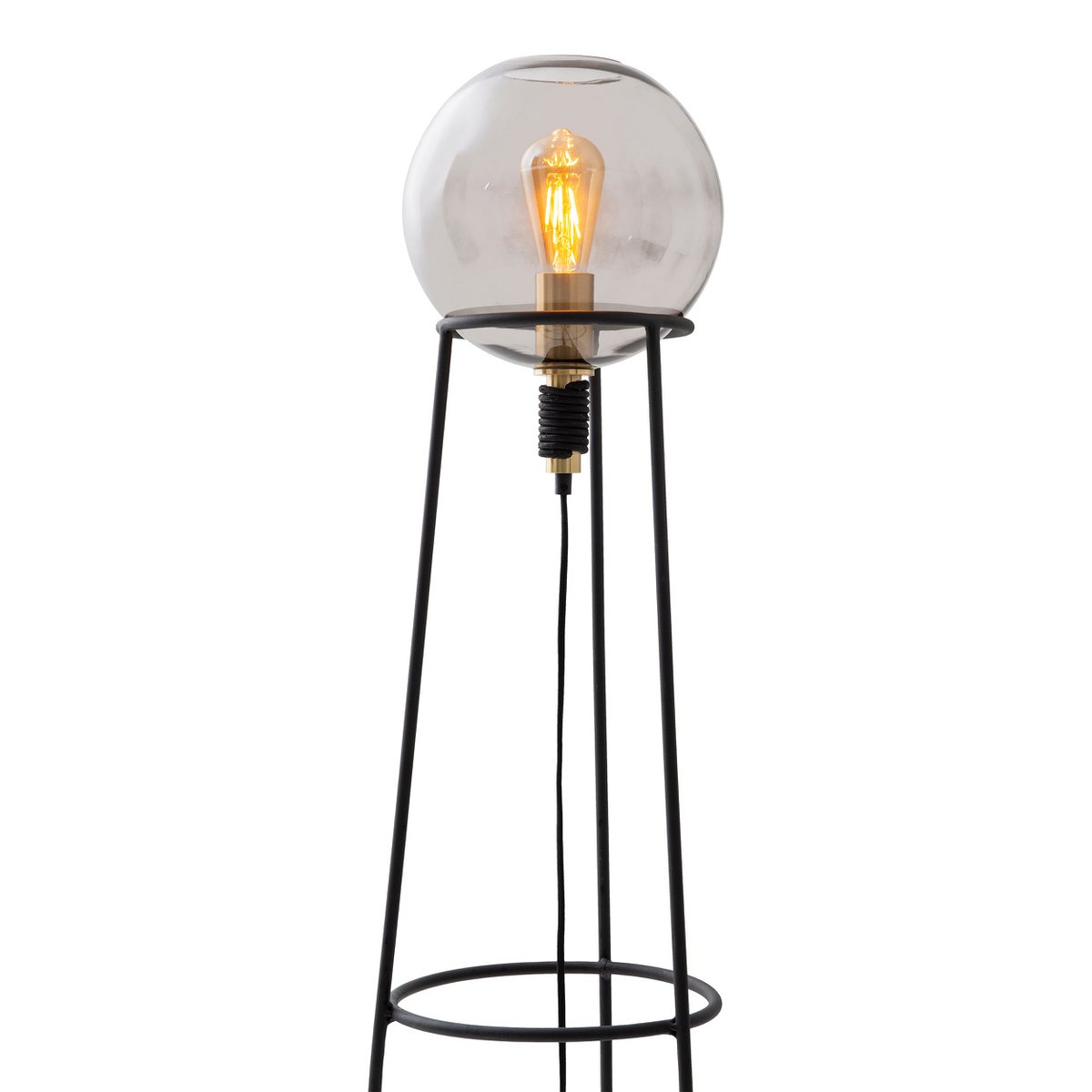 Stapellamp Stelo Vloerlamp Zwart Rookglas E27 128,5 cm