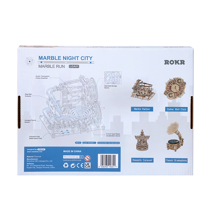 Knikkerbaan 3D houten puzzel 294 stukjes 32.5x21.4x22.8 cm