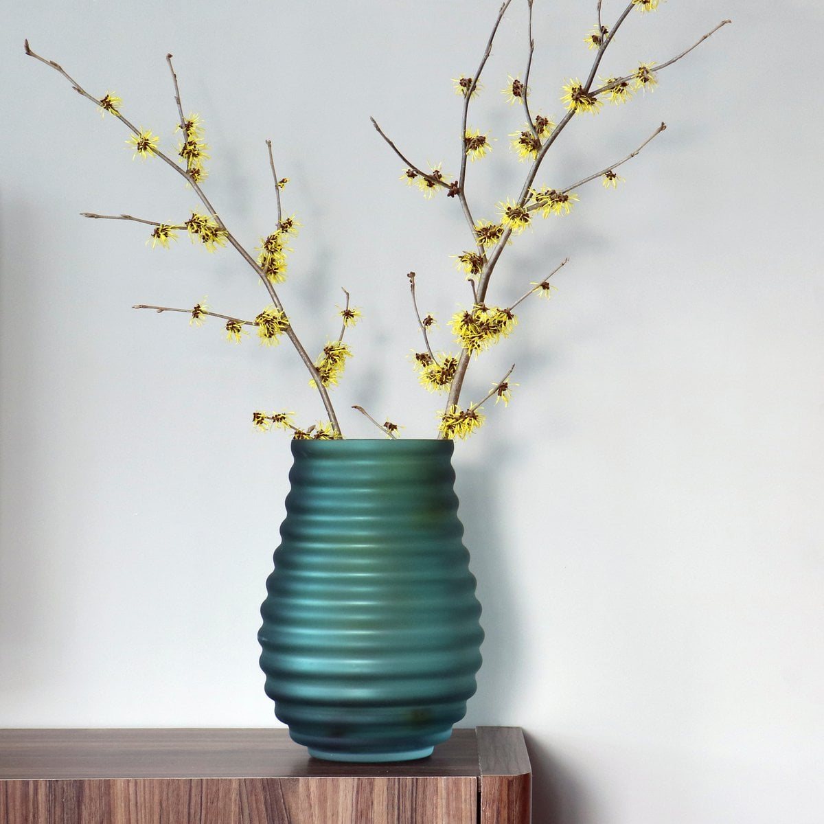 Vaas 32x23.5 cm groen mondgeblazen glas