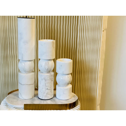 KANDELAAR | MARBLE | WHITE L H39.5cm*W8cm D 8cm Reversible for flower arrangement