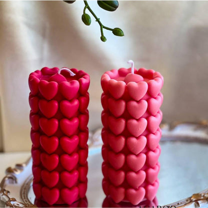 Hartpilaarkaars 13.9 cm beige roze paars geel