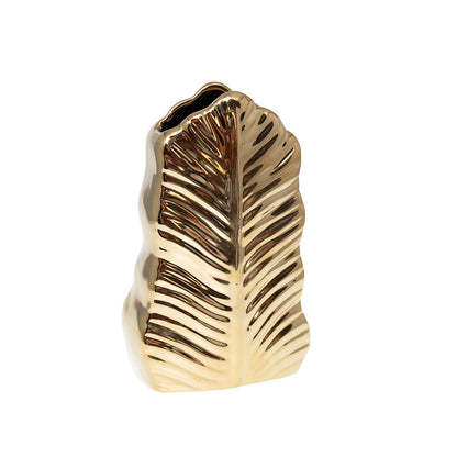 Ceramic gold leaf vase 13x7.5x21cm