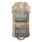 Letter Holder 26x10x53 cm Brown Grey Wood Mail Tray